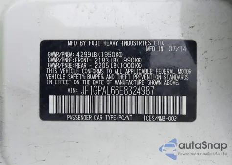 2014 Subaru Impreza 2.0I Sport Premium из США, поврежденный, VIN JF1GPAL66E8324987